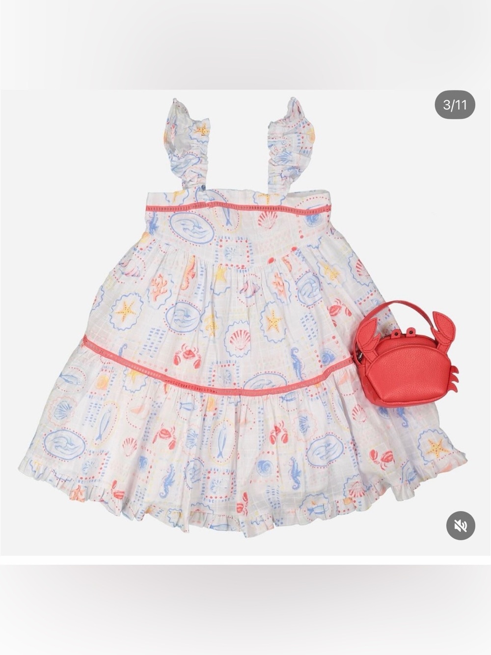 3T Toddler C&C Ca California Sleeveless Sea Life Print Sundress w/ Crab Purse